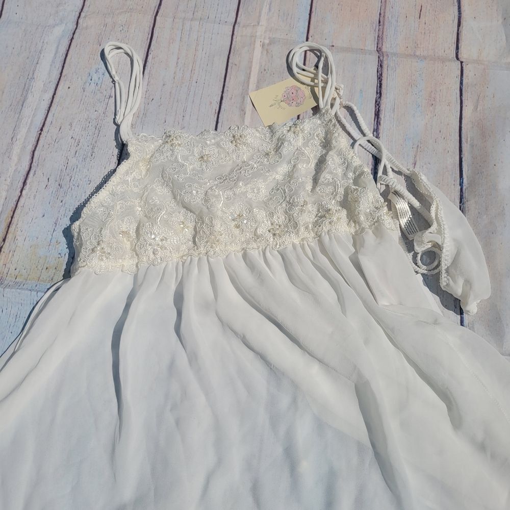 In Bloom by Jonquil Women's Ivory Lace Spaghetti Sleep Mini Dress Size Small